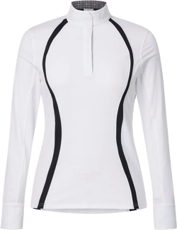 Kerrits Women's Affinity Long Sleeve Show Shirt – Lightweight, Breathable Equestrian Competition Top, Snap Collar White/ Glen Plaid Medium