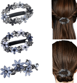 3pcs Hair Barrettes for Women Crystal Rhinestones Hair Clips French Flowers Barrettes Spring Hair Barrettes Clip Hair Styling Accessories