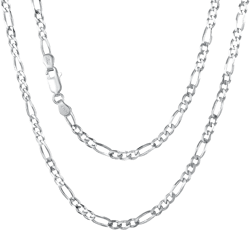 925 Sterling Silver Diamond Cut Figaro Chain Necklace 2mm - 5mm Width for Men & Women Strong, Safe and Beautiful Italian Figaro Link Chains 16-30 Inch (with Gift Box)