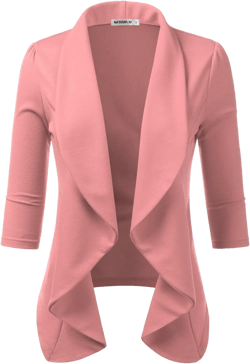 DOUBLJU Lightweight Thin 3/4 Sleeve Open Front Blazer Business Casual Deconstructed Jackets for Womens Clothes with Plus Size
