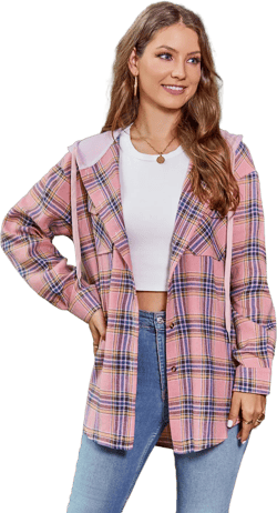 Plaid Long Sleeve Hooded Jacket