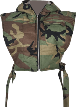 Dongfeng Womens Cropped Denim Camo Puffer Vest Sleeveless Hooded Drop Shoulder Sexy Tied Padded Puffy Vests Tops Large Camo