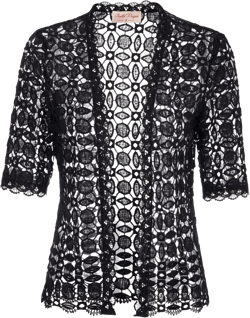 Belle Poque Women's Lace Shrug Cardigan Half Sleeve Scalloped Trim Crochet Bolero Jacket Black Large