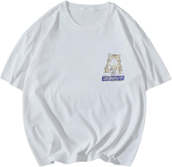 Aelfric Eden Mens Oversized Ramen Cat Graphic Tees Streetwear Casual Summer Tops T-Shirt Unisex White Small