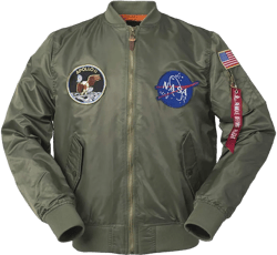 Apollo 11 Patched Lightweight Bomber Flight Jacket Windbreaker Small Green