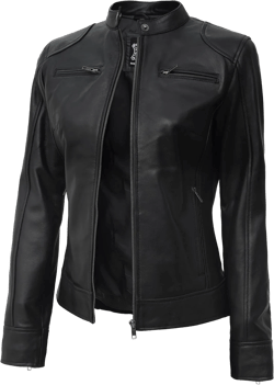 Blingsoul Brown Leather Jacket Women - Cafe Racer Black Womens Leather Jackets Medium Dodge - Black Jacket