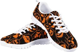 Women Floral/Leopard Print Running Sneaker Lightweight Walking Jogging Sports Shoes 13.5 Orange Black Halloween Ghost