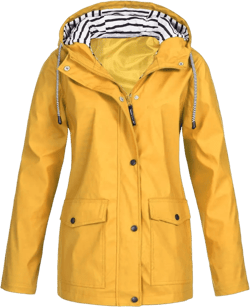 Womens Rain Coat Waterproof Lightweight Hooded Rain Jacket Outdoor Hiking Trench Windbreaker Raincoats With Pockets Small 02 Yellow
