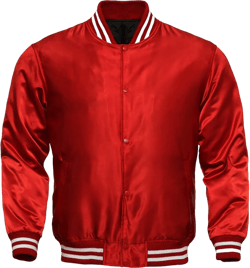 Genz Men Women Bomber Jacket Satin Polyester Vintage Army Biker Retro Zip Up Casual Coat (Red, 2XS)