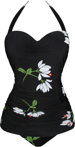 Printed Halter Ruched Plus Size Monokini