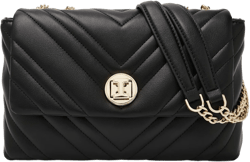 FOXLOVER Small Quilted Genuine Leather Crossbody for Women Purse Female Shoulder Handbag Black