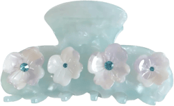 Lovely Floral Hair Clip,Acetate Claw Clip for Women,Women Hair Accessories (Cyan), 1 Count (Pack of 1)