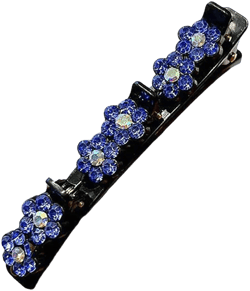 Crystal Stone Braided Hair Clips, Clip Shiny Rhinestone Flower Braided Hair Clip with Rhinestones for Women/Girls Blue