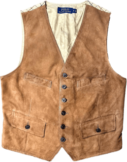 Ralph Lauren Suede Western Brown Suit Coat Vest Jacket Tan Men's(Small)