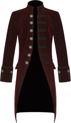 Men’s Velvet Renaissance Burgundy Handmade Frock Coat Gothic Victorian Jacket Steampunk
