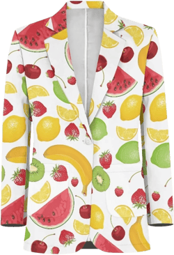 JooMeryer Men's Dress Suit Jacket Strawberry Lemon Printed Long Sleeve One Button Sports Coat Blazer XX-Large Fruits