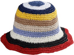 Womens Straw Sun Hat Floral Woven Bucket Hat Fishing Hat Beach Hat Hand Woven Foldable Cap One Size Rainbow Red