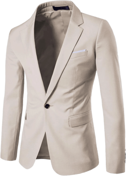 UNINUKOO Mens Sport Coat Slim Fit Suit Blazer Jacket One Button Lightweight for Casual Business 34 Beige