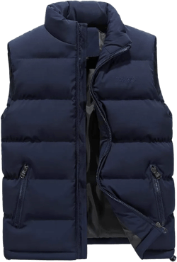 Men's Puffer Vest Casual Vest Winter Jacket With Pocket Solid Color Outdoor Vest Top Riding Skiing Fishing Puffy Vests, S-6XL 4X-Large Fe02-blue