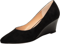 Mettesally Women's Classic Wedge Heel Pumps Pointed Toe Slip On Mid Heels Comfortable Wedding Office Dress Shoes 8.5 Black Suede