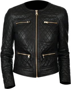 LP-FACON Women's Quilted Cafe Racer Moto Leather Jacket - Black Motorcycle Biker Faux Leather Jacket at Amazon Women's Coats Shop