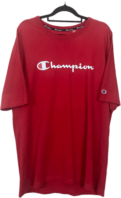 Champion Red White Logo Graphic Short Sleeve Tee Shirt Top XL C106 L78