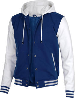 Decrum Hooded Varsity Jacket Men - High School Letterman Bomber Style Hoodie Baseball Jackets for Men Medium Royal Blue & White Hooded Varsity Jacket