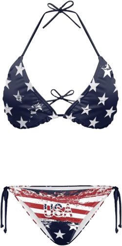 Swimsuits for Women High Waisted String Bikini Sets for Women XS-XXL Medium American Flag-3