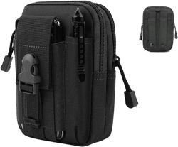 Tactical Molle Pouch, Universal EDC Waist Bag Pouches, Outdoor Belt Bags Gear Tool Gadget Pocket with Cell Phone Holster Black