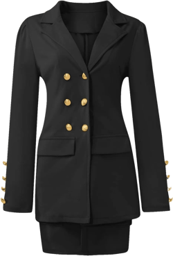 2 Piece Suit Blazers for Women Business Casual Office Formal Blazer Jacket Solid Pocket Shorts Skirt Set Fall Outfits Small Black
