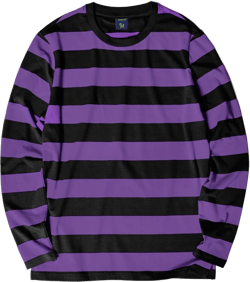Zengjo Men's Casual Cotton Spandex Striped Crewneck Long-Sleeve T-Shirt Basic Pullover Stripe tee Shirt Small Purple Black