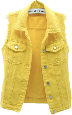 ebossy Women's Candy Color Slim Fit Sleeveless Distressed Denim Jean Vest Jacket Small Yellow
