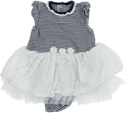 Pre-Owned Little Me Girls Navy | White Dress size: 12 Months (Good)