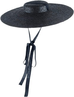 Women Ladies Vintage Straw Boater Hat Flat Top Wide Brim Floppy Derby Straw Hat Beach Sun Hats with Chin Strap Navy (US, Numeric, 7 1/8, 7 1/4, Navy)