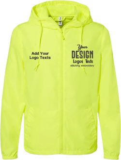 INK STITCH Unisex Exp54lwz Custom Embroidery Logo Texts Lightweight Windbreaker Zip Jackets Small Neon Yellow