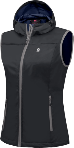 Little Donkey Andy Women's Lightweight Softshell Vest, Windproof Sleeveless Jacket for Running Hiking Travel X-Small Dark Grey -With Hood
