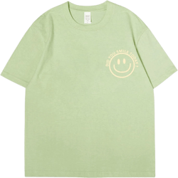 Men's T Shirts Smile Face Graphic Tees Oversized Tshirts Heavyweight Athletic Workout Short Sleeve Cotton Tops X-Large Light Green