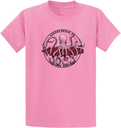 Joes Surf Shop Men's Octopus Meets Surfboard Logo Heavyweight Tees - Reg, Big & Tall Large Candy Pink / Octopus Meets Surfboard Logo