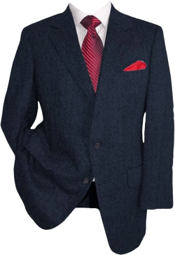 HUUTOE Tweed Wool Blazer for Men, Navy Sports Jacket, Notch Lapel Dinner Blazer Size M