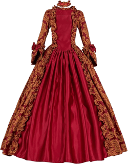 Long Sleeve Renaissance Antique Floral Patterns Jacquard Vintage Historical 18th Century Victorian Dress Ball Gown for Women Small Wine Red