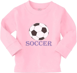 Kids Long Sleeve T Shirt Soccer Boys Cotton Boy & Girl Clothes Funny Graphic Tee Soft Pink Design Only 3T