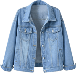 Locachy Women's Casual Denim Jacket Solid Color Basic Long Sleeve Jean Jacket Coat