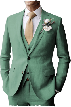 Men's Suits Regular Fit Summer 3 Piece Beach Linen Tuxedos Jacket+Vest+Pants Wedding Groomsman