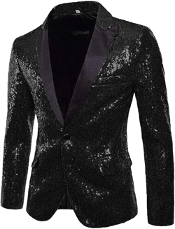 Sequins Jackets Mens Shiny Blazer Party Wedding Banquet Blazer Prom Tuxedo 44 Black