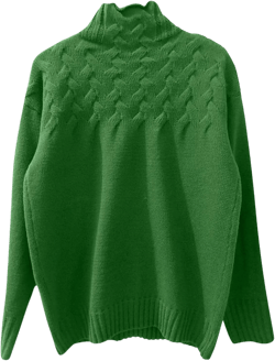 Women's Fall Turtleneck Ladies Sweaters 2024 Knit Loose Long Sleeve Sweaters to Wear Over Dresses Baggy Warm Tops Y2K Green Large