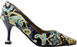 FOWT Women Flared Thin Heels Floral Print Orange Pumps Sexy Stiletto 3IN Heels Pointed Toe Dress Shoes Multicolored Slip On Summer Leisure Travel Pumps for Women, US Size 4-15 M 12 Blue