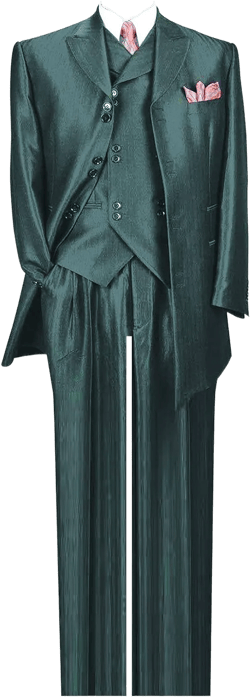Herring Bone Stripe High Fashion Suit with Vest & Pants 5264 58 Grey