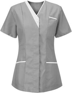 Lightweight Nursing Scrubs for Women Housekeeping Uniforms for Women Short Sleeve Scrub Tops Cleaning Uniform Gray 3X-Large
