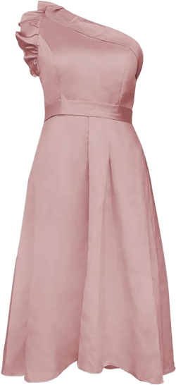 Women's One Shoulder High Low Elegance Dress with Pocket Satin A Line Formal Wedding Guest Dress 8 Dusty Pink
