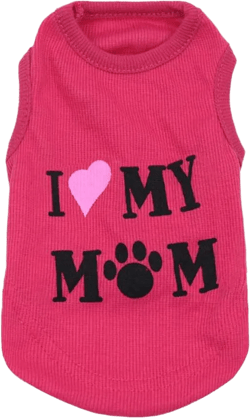 Pet Clothes, Dog T-Shirt Printed Letter I Love My mom Summer Vest Sleeveless Apparel Cosutume for Puppy Small Dog (XS, Rose Red) XS-Back Length:19cm Rose Red